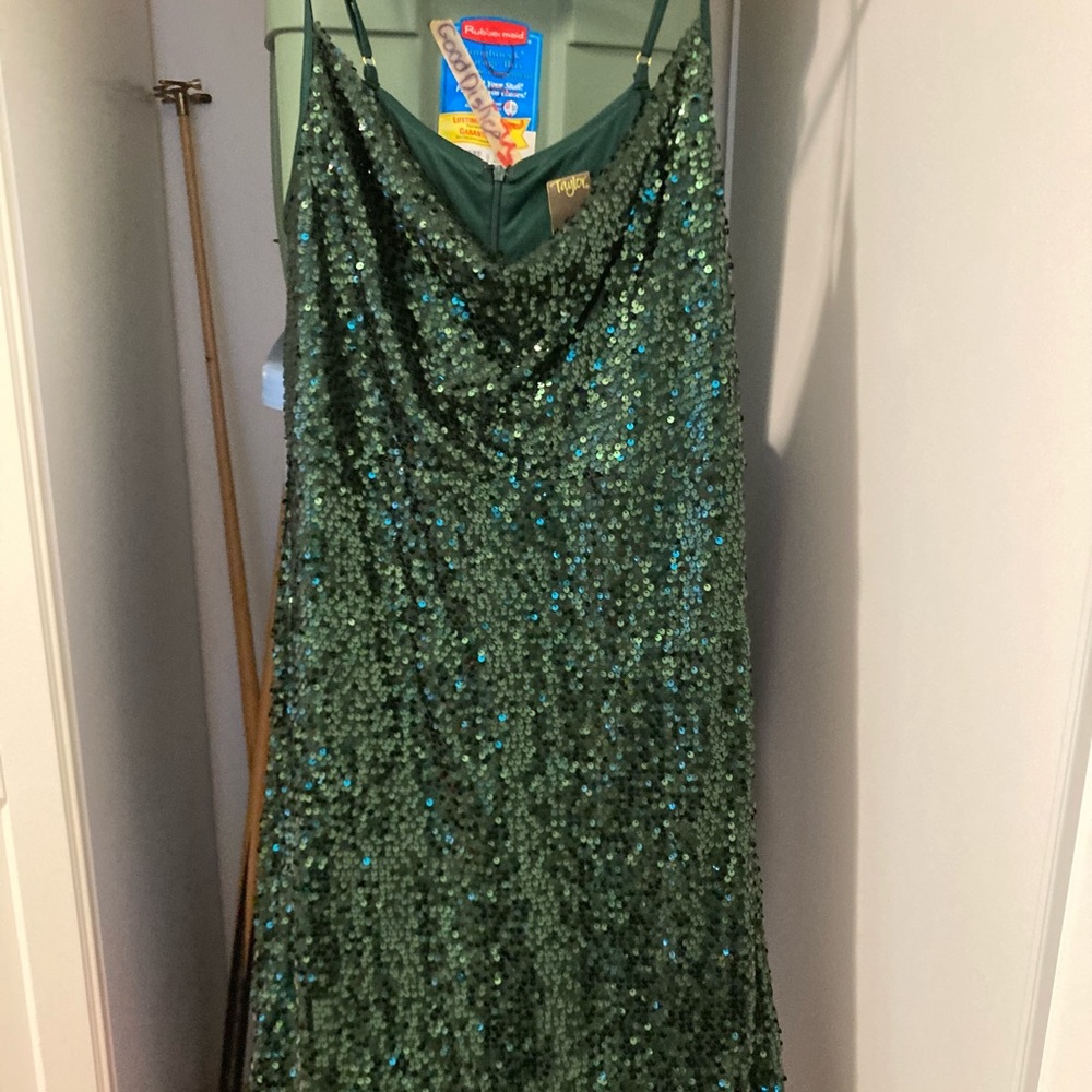 Stunning TAYLOR Size 16 Sequin Green Dress